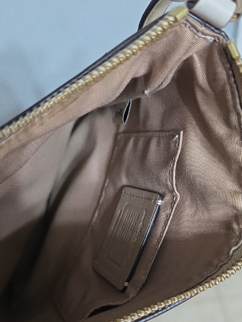 Coach Beige Signature Canvas Crossbody with Gold Accent - Picture 6 of 8